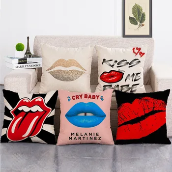 

Beauty wholesale gift pillow cover Italy Paris London sexy lips decorative cushion cover car office home sofa Decor pillow case
