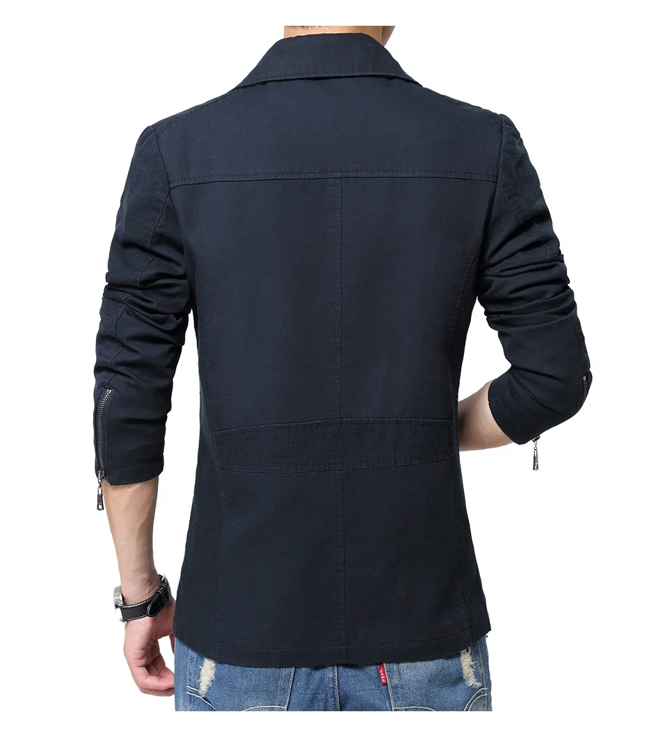 Men Spring New Business Casual Trench Coat Jacket Men Brand Fashion Long Sleeve Cotton Solid Washed Trench Coat Men