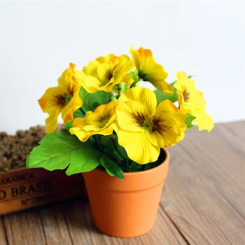 

Artificial Flower Pansy Bonsai Fake Plant Home Garden Decor with Flowerpot Windowsill balcony decoration gifts