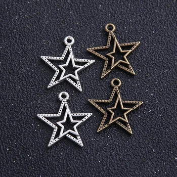 

14pcs 21*23mmVintage Metal Zinc Alloy Pentagram Charms Star Pendant Charms For DIY Jewelry Making Wholesale