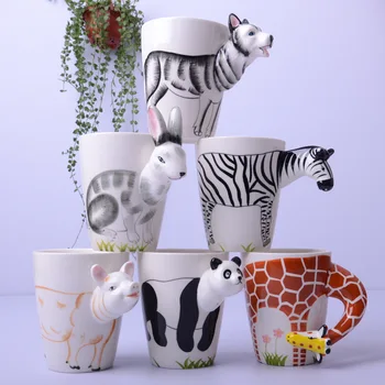 

Creative personality cup Ceramic coffee cup water cup Hand painted mug 3D animal cup Milk cup