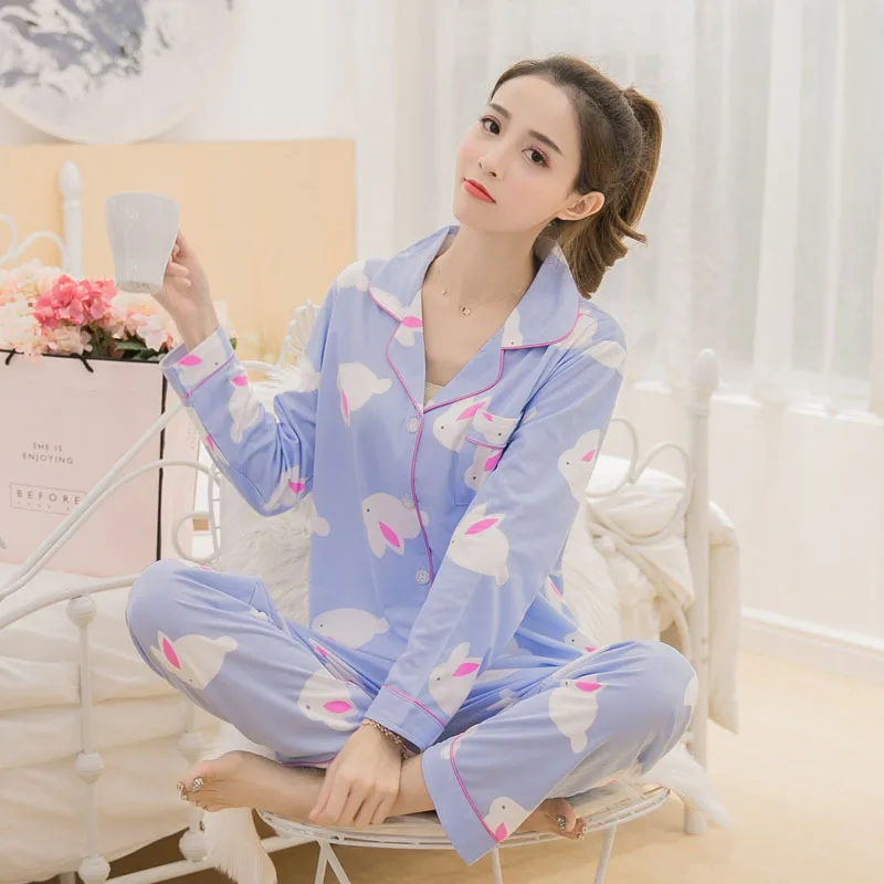 

Liang xing-Autumn & Winter Long Sleeve Pajamas Less Women's Cute Tracksuit Cardigan Double-Sided Qmilch M -Xxl