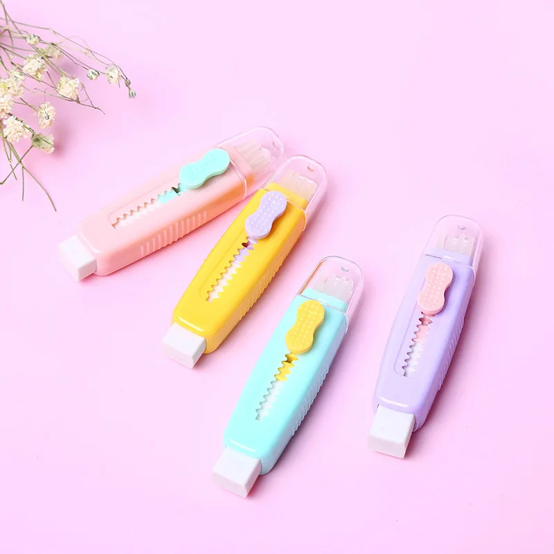 

Creative Eraser Telescopic Eraser for Kids Pick Roller Push-pull Rubber Erasers with Brush Penciles Accessories School Supplie