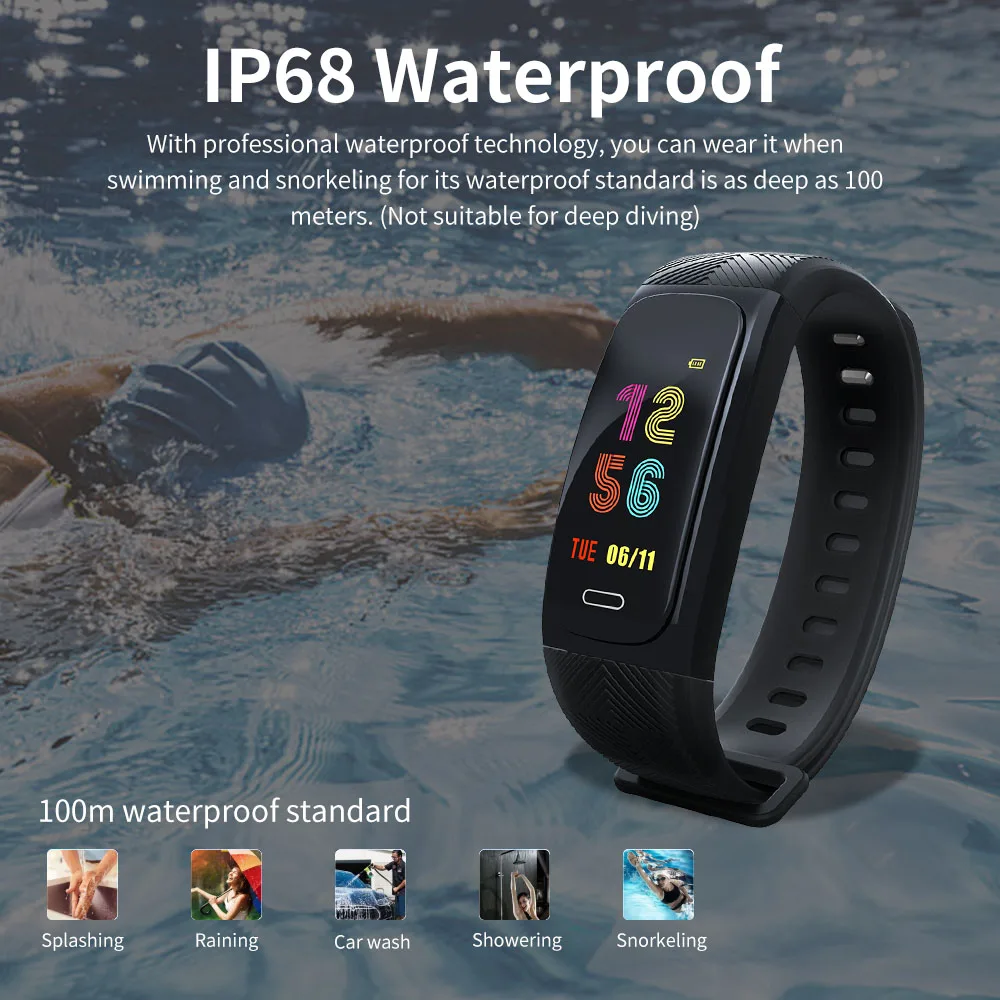 UW200 gps умный Браслет IP68 Водонепроницаемый Фитнес-браслет трекер Смарт-браслет монитор сердечного ритма спортивные Смарт-часы для мужчин и женщин