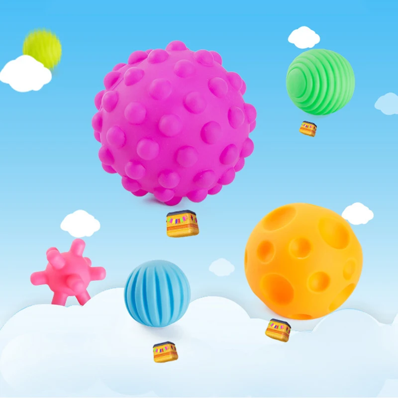 6 шт./компл., игрушки для новорожденных, погремушки, мячи для рук, Мягкие Резиновые Игрушки для ванны, детская игрушка для младенцев 0-12 месяцев, детские игрушки