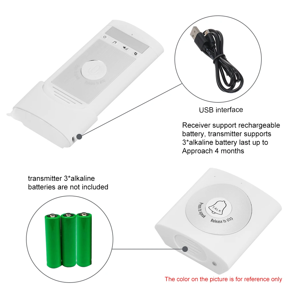 Wireless Voice Intercom Doorbell 2-way Talk Monitor with 1*Outdoor Unit Button 1* Indoor Unit Receiver Smart Home Security