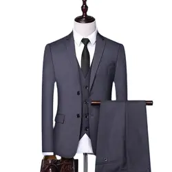 Formal Business Men Suits Wedding Party 3 Piece Set / Male Suit Jacket Trousers Vest Dress Red Carpet Conference/Slim Fit Blazer