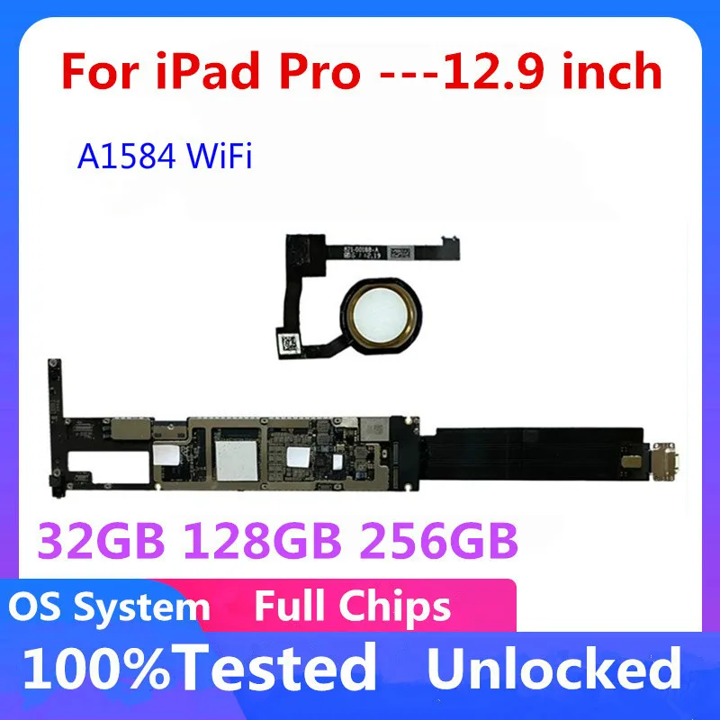 A1584 WiFi Motherboard For iPad Pro 12.9 inch Unlocked Mainboard Logic Board With / no Touch ID OS System Full | Мобильные телефоны