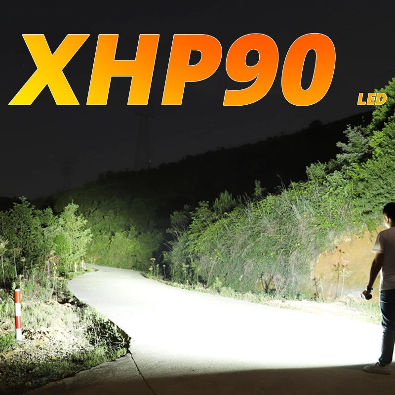 Ультра перезаряжаемый светодиодный светильник-вспышка XHP70.2 XHP90, мощный фонарь, супер водонепроницаемый охотничий светильник с зумом, 18650 или 26650 Battey