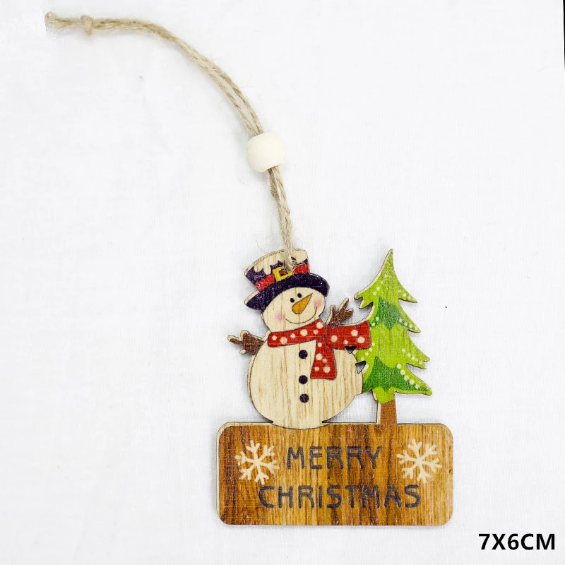 Год Рождество Лось деревянные украшения для рождественской елки деревянная подвеска DIY Декор Noel Рождественское украшение для дома детский подарок - Color: snowman