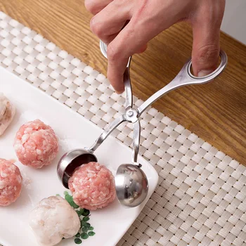 

multi-function Kitchen utensils 304Stainless steel Meat ball clip The mould Filling DIY Fish ball Ice cream Ball machine 16/17cm