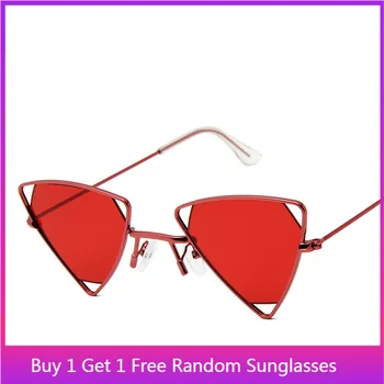 

Trendy small frame sunglasses Fashion triangle metal sunglasses personality hollow ocean piece punk glasses