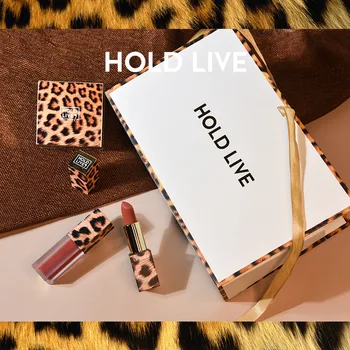 

Hold Live Leopord Pattern Textured Face Powder Lipstick Lip Glaze Makeup Three-piece Set-Student Network Red-Gift Box Hl395