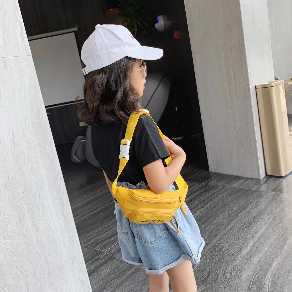 2019 Hot Sale Solid Color Child Joker Crossbody Waist Purse Cartoon Canvas Zipper Chest Bags Pocket Pocket Shoulder Bag 826
