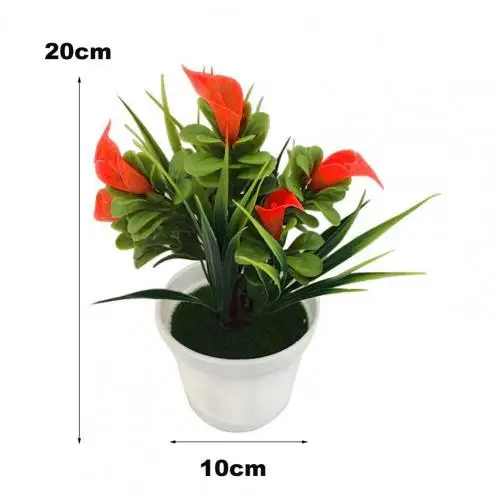 80%HOTPlastic Artificial Bonsai Artificial Plants Fake Potted Flowers Home Office Garden Party Decoration Wedding Christmas DIY Red