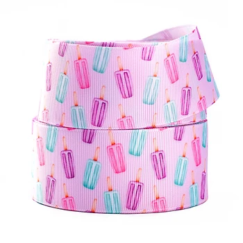 

10yards different sizes colorful ice cream pattern printed grosgrain ribbon