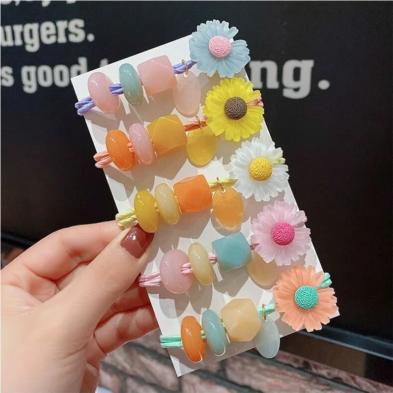 

Hair Rope Elastic Hair Bands For Women Girls Hair Accessories Acrylic Headdress Cute Ponytail Holder Hair Rope Rubber Bands