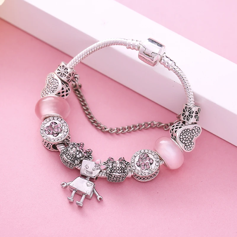TOGORY Little Bella очаровательные браслеты для женщин с мультяшными бусинами изящные браслеты Сделай Сам ювелирные изделия с кристаллами Pulseras горячая распродажа