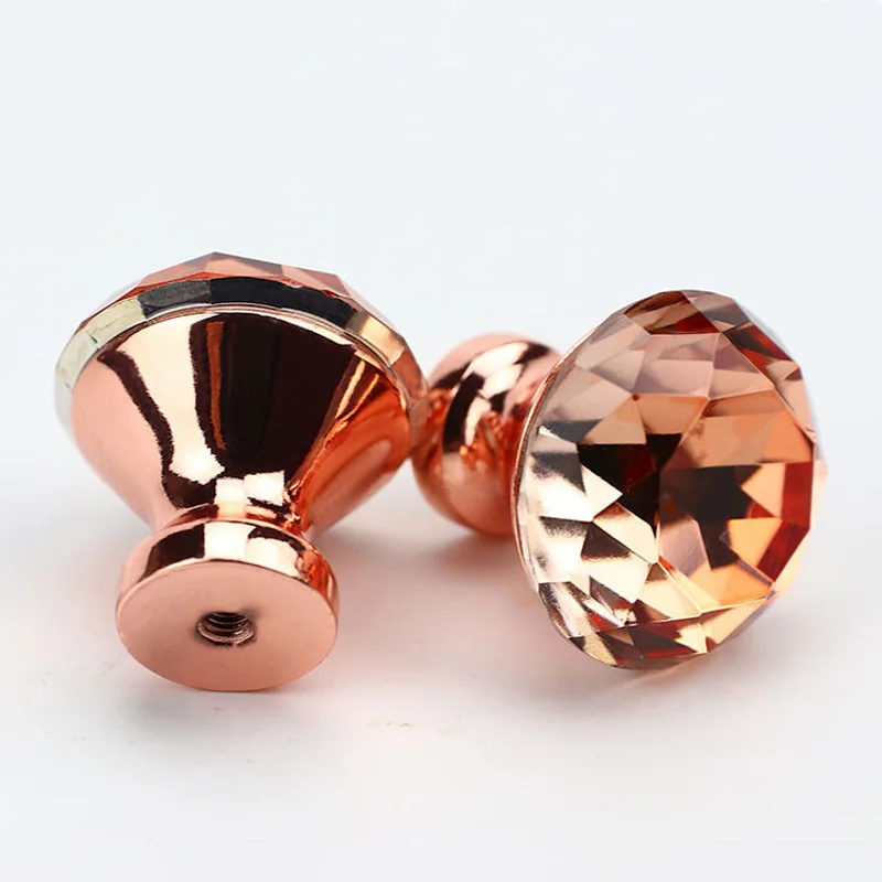 30 мм розовое золото DIY уникальные цветные ручки для шкафа Кристальные дверцы