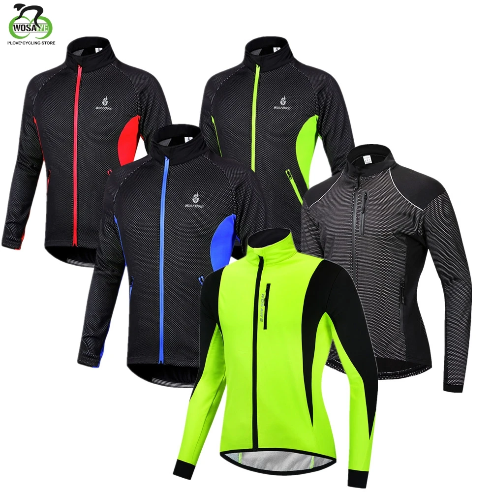 

WOSAWE Mens's Winter Warm Up Thermal Fleece Cycling Jacket Bicycle MTB Road Bike Clothing Windproof Water Repellent Long Jersey