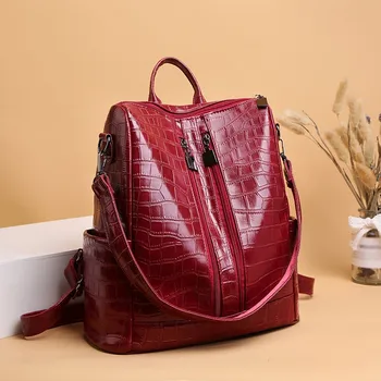 

2020 Xiniu Fashion Women Patent Leather Backpack Stone Pattern Zipper Shoulder Bag Backpack Student Messenger Bag рюкзак женский