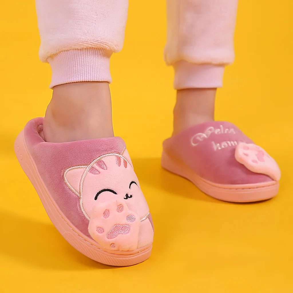 Kids Baby Boys Girls Winter Slippers Cartoon Cat Non-slip Home Indoors Shoes Warm Casual kids shoes pantuflas Sapato Infantil