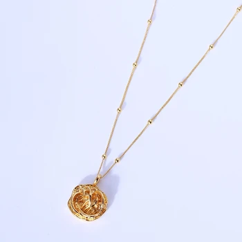 

Metal desert rose fold flower French retro Necklace