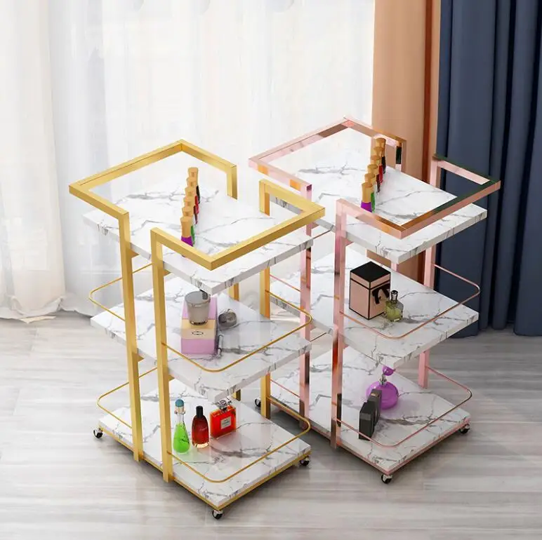 Beauty salon cosmetics trolley nail tool cart pull cart marble multifunctional roller skating mobile storage rack multi layer storage rack multifunctional handcart storage rack floor to floor wheeled small cart toy and snack storage