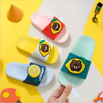 

Kids Slippers Children Baby Kids Girls Boys Home Slippers Cartoon Bear Floor Shoes Sandals Lemon Infantil Slippers Children