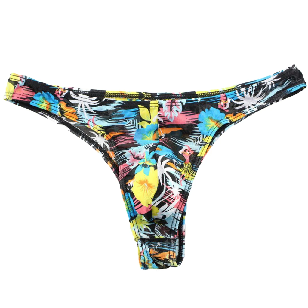 Men Low Rise G-string Floral Comfy Bikini Lingerie Underwear Thong Comfortable Backless Breathable Low Waist Underpants Briefs