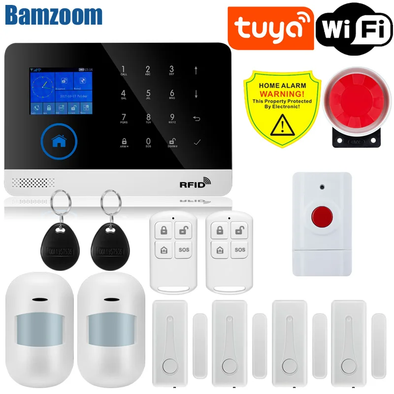 Tuya Wifi GSM Alarm System Wireless Detectors Alarm Smart Home APP Control English/Russian/Spanish/France/Italian ring alarm hub plus keypad Alarms & Sensors