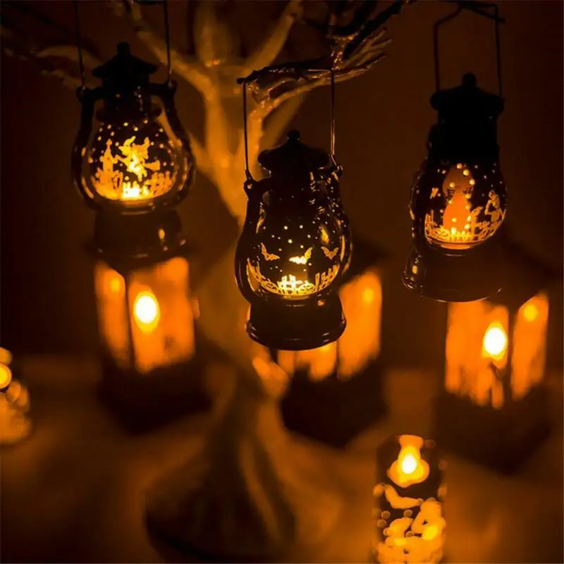 Украшение на Хэллоуин пластиковый фонарь портативный маленький масляный светильник подвесной фонарь декор для Хэллоуина, вечеринки Прямая поставка