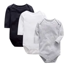 Barboteuse en coton à manches longues pour bébé garçon, combinaisons de couleur unie, vêtements pour nouveau né, body pour bébé fille de 3 à 24 mois