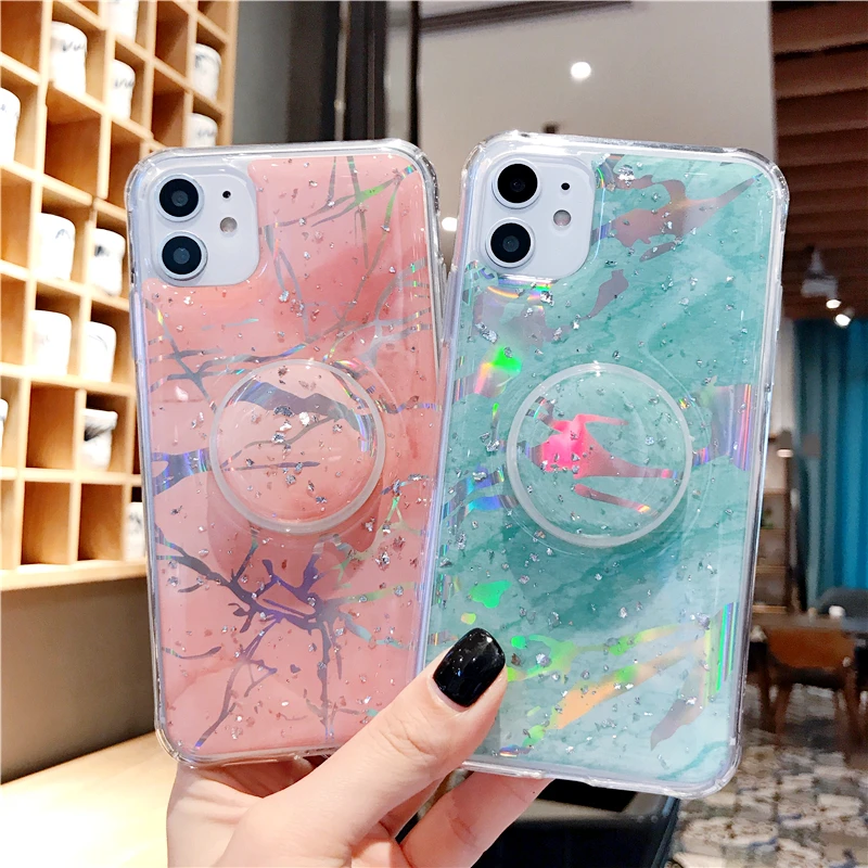 Шикарный Блестящий чехол для IPhone 11 Pro Max XS XR X 6s 6 7 8 Plus роскошный с подставкой и