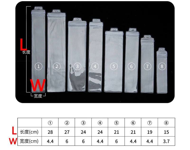 100pcs pvc Ziplock packaging bag plastic transparent frosted watch  eyebrow pencil sample card head self-sealing tableware bag 3