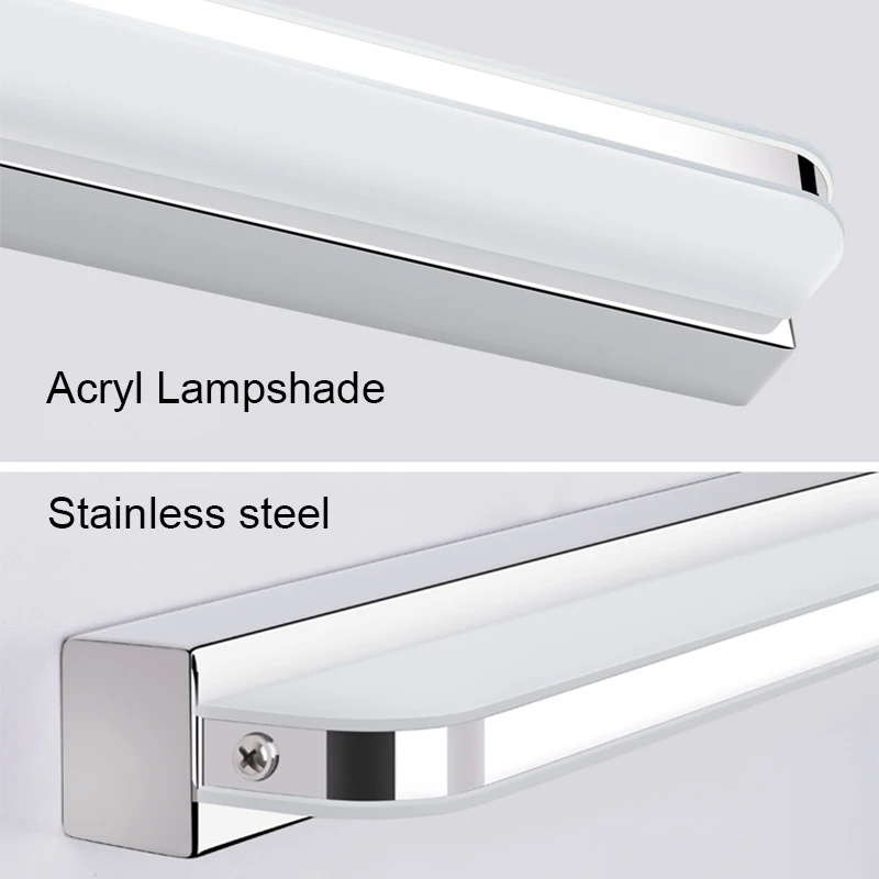 Водостойкий акриловый светодиодный настенный светильник зеркальный для ванной