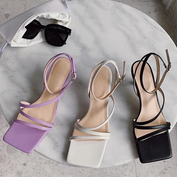 

High Heel Sandals Women Shoes Sandals Platform Sandals Genuine Leather Ankle Strap