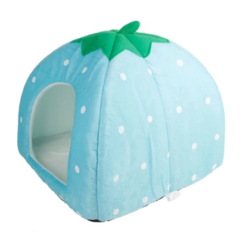 

Foldable Pet House Winter Strawberry Shape Warm Animal Kennel Nest Multi-purpose Soft Pet Tent