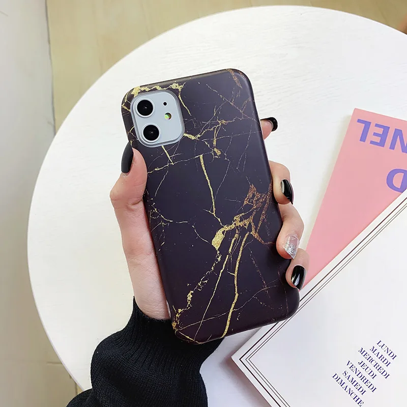 Чехлы для телефонов iPhone 6 6s 7 8 Plus, Роскошный Матовый гранитный камень, мраморная текстура, мягкий чехол для iPhone 11 Pro X XS Max XR, оболочка - Цвет: 11
