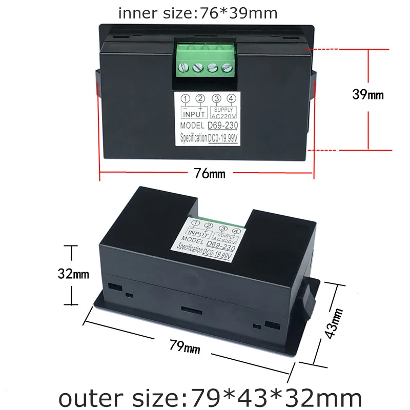 DC 0-600V Voltmeter Voltage Meter Indicator Volt Monitor 0-19.99V 0-199.9V LCD Digital Screen Black White For Electrical Circuit - Цвет: black0-199.9A