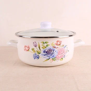 

European style porcelain enamel thickening double ears soup baby food stewpot stockpot saucepan noodle milk porridge pot