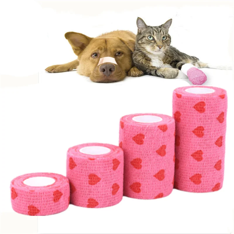 1 Roll Heart Dog Bandage Medical Elastic Pet Vet Wrap Waterproof Self Adherent Accessories Pets Acessorios | Дом и сад