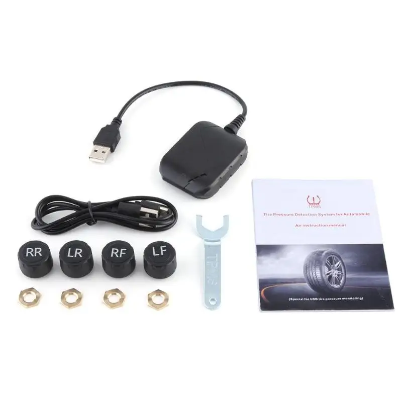 Автомобильная система контроля давления в шинах TPMS, система сигнализации, USB, Android навигация с 4 внешними датчиками давления в шинах