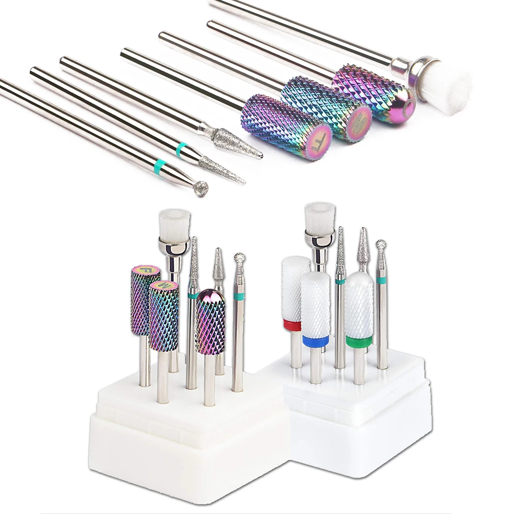 

7pcs/Set Ceramic Nail Drill Bit Tungsten Steel Grinding Head Milling Cutter Nail Drill Accessories Nail Art Tool Polish Remove
