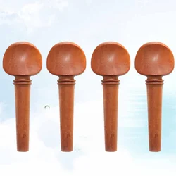 4pcs Violin Turning Pegs End Pin Jujube Wooden Axes Violin Shaft String Button for 4/4 Violin (Khaki)
