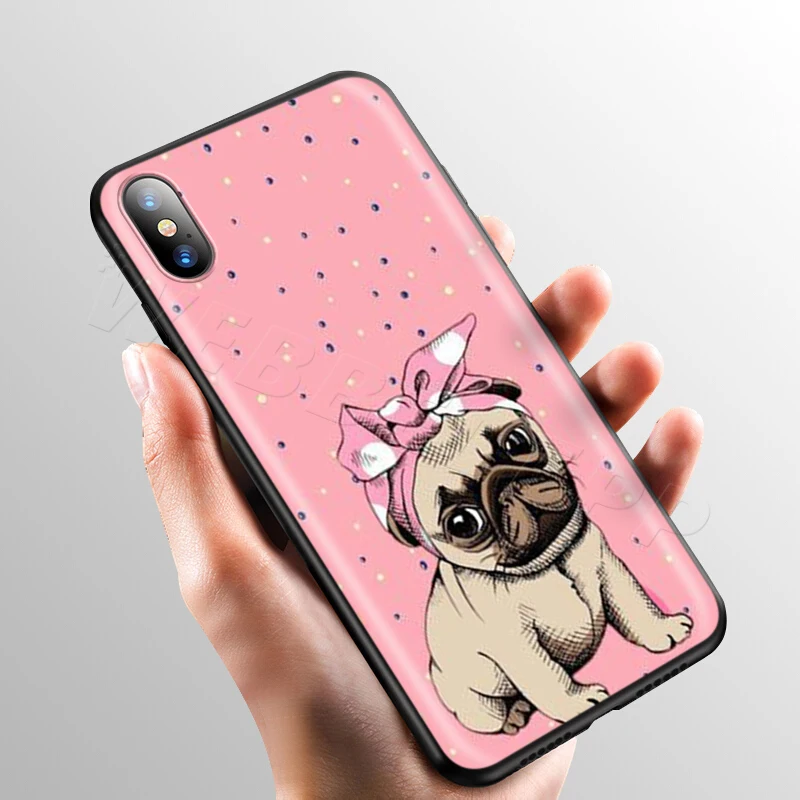 8 Webbedepp животное милая собака мопс чехол для Apple iPhone 11 Pro XS Max XR X 8 7 6 6S Plus 5 5S SE - Цвет: 8