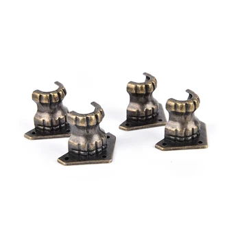 

4PCS Antique Brass Jewelry Chest Wood Box Decorative Feet Leg Corner Bracket Protector For Furniture Cabinet Protect Hardware