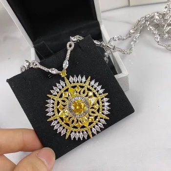

High Fashion Luxury Sparkling Zircon Necklace For Women Party Wedding Clean Crystal Gorgeous Pendant Chain Fine Jewelry Bijoux