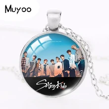 Necklace Glass Pendant Jewelry Cabochon Stray Kids Kpop Male HZ1 Members Group Round