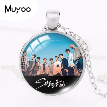 

2019 New Stray Kids Pendant Members Kpop Male Group Necklace Glass Cabochon Pendants Round Jewelry HZ1